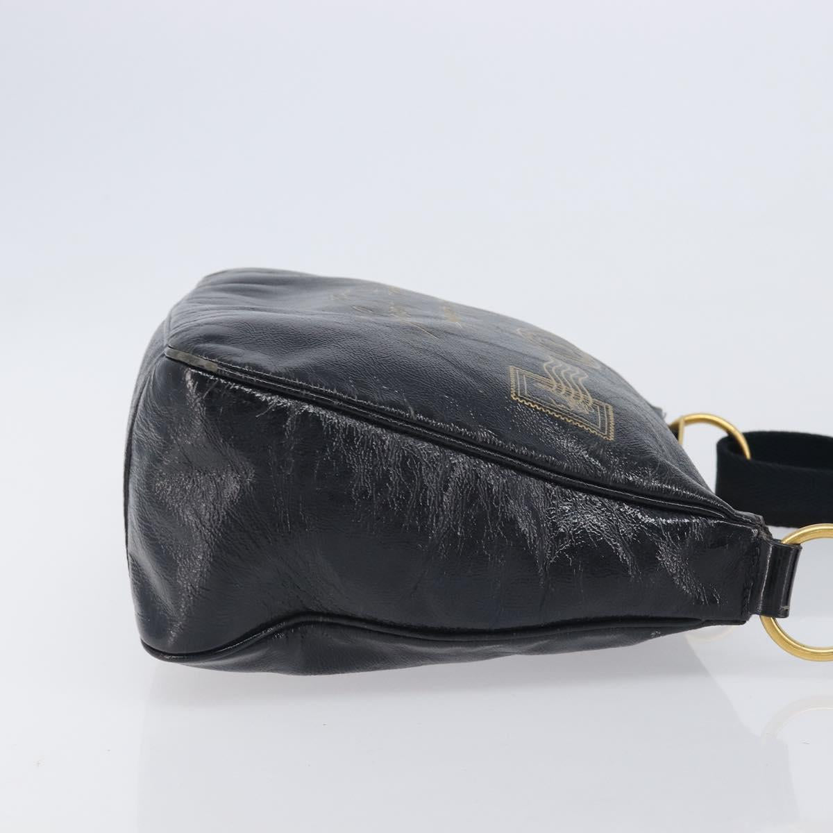 Saint Laurent Shoulder Bag Patent Leather Black Gold Auth ep16470