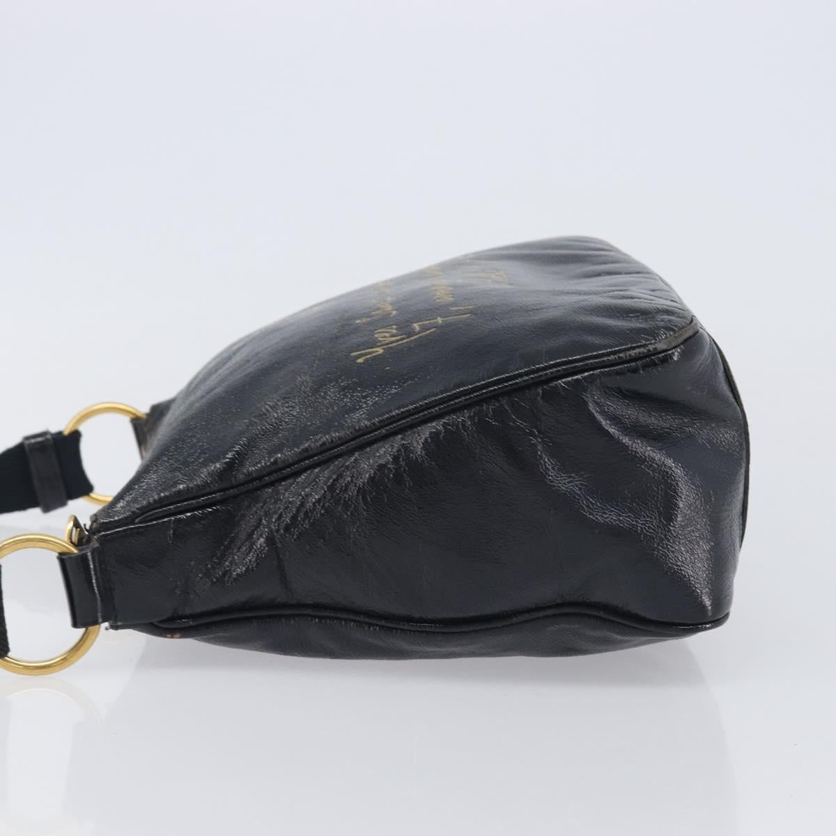 Saint Laurent Shoulder Bag Patent Leather Black Gold Auth ep16470