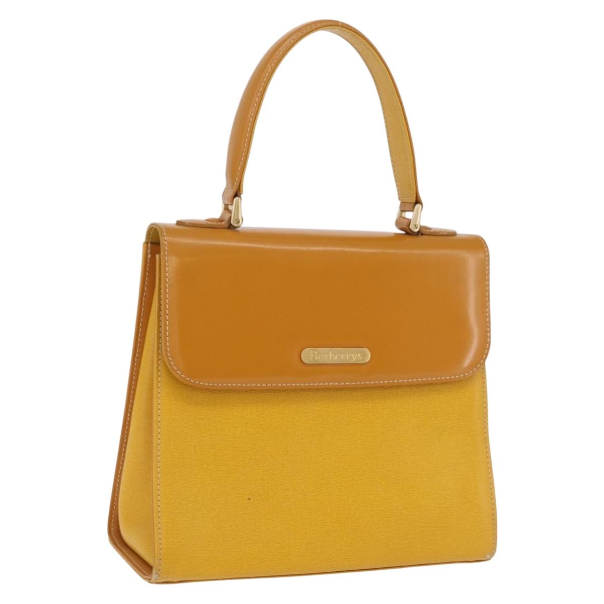 Burberrys Hand Bag Leather Yellow Gold Auth ep16473