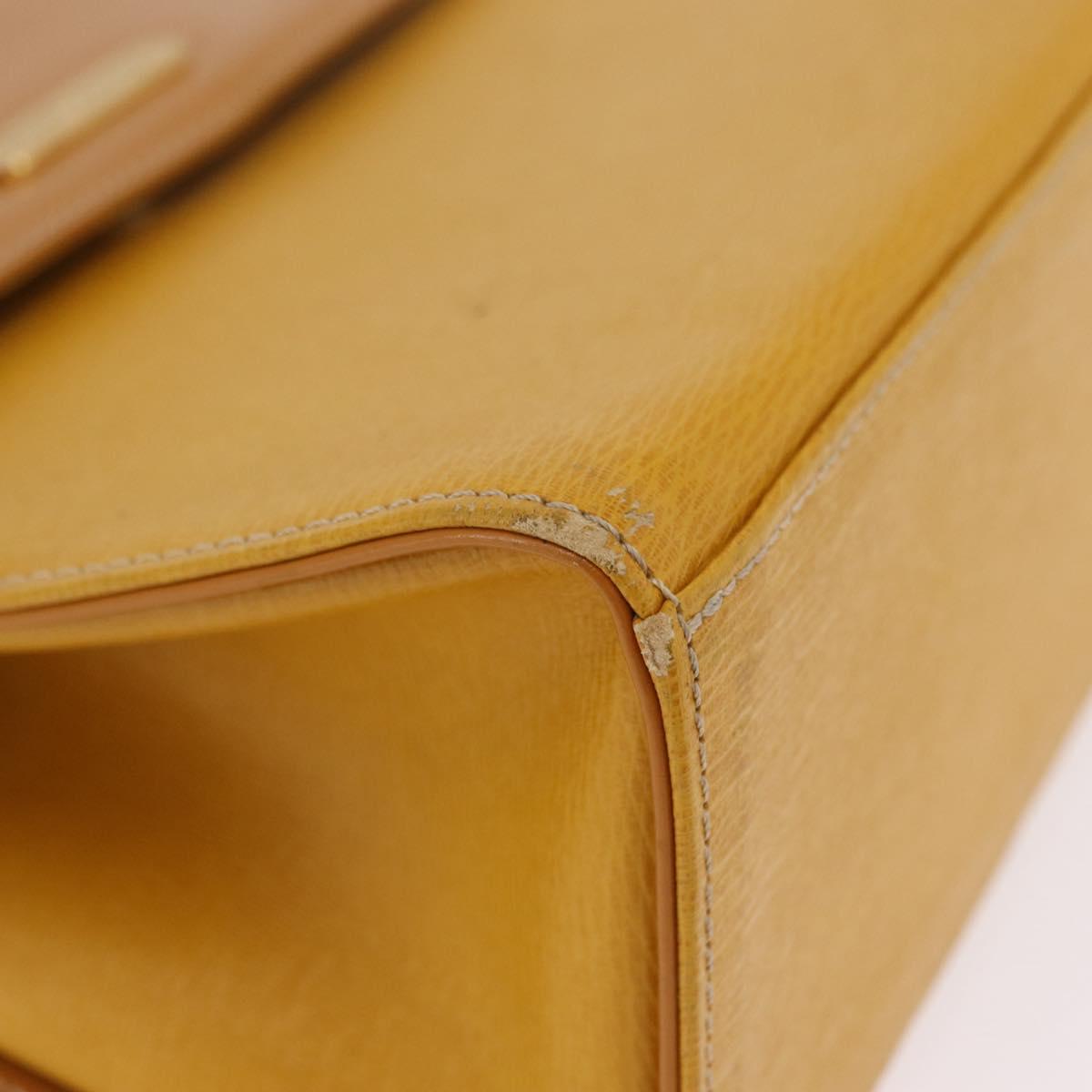 Burberrys Hand Bag Leather Yellow Gold Auth ep16473