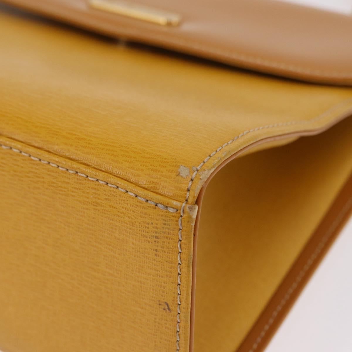 Burberrys Hand Bag Leather Yellow Gold Auth ep16473