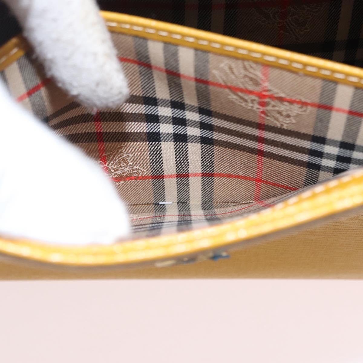 Burberrys Hand Bag Leather Yellow Gold Auth ep16473