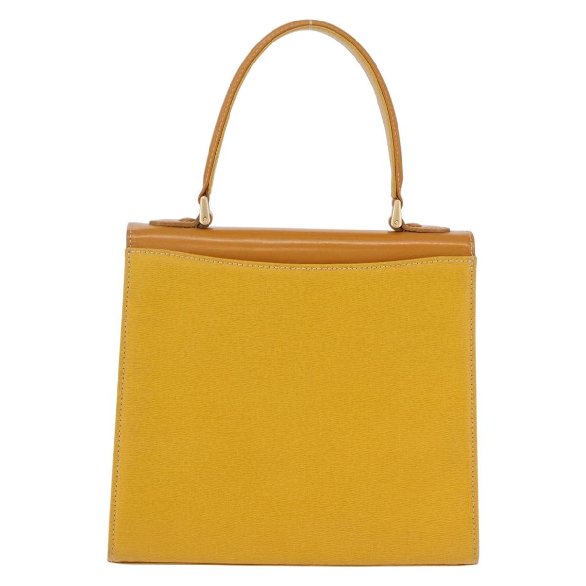 Burberrys Hand Bag Leather Yellow Gold Auth ep16473