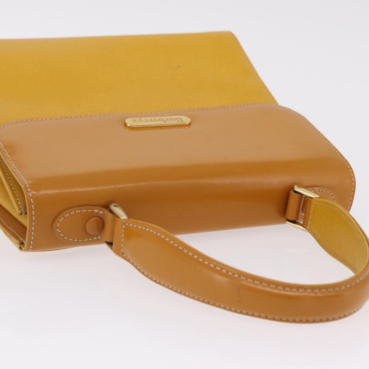 Burberrys Hand Bag Leather Yellow Gold Auth ep16473