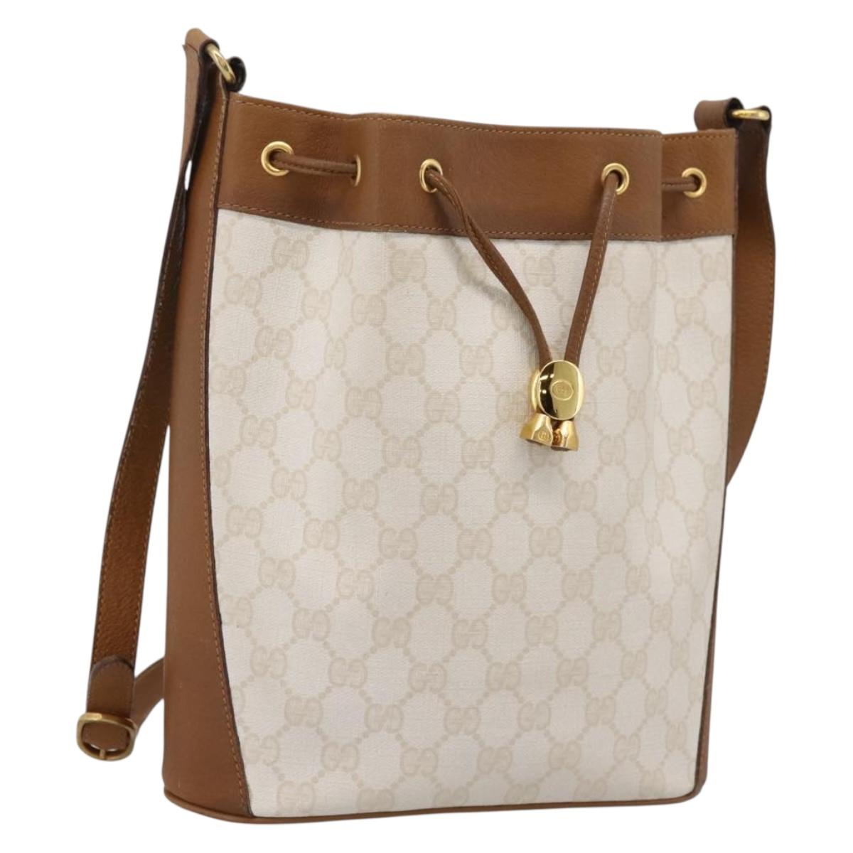 GUCCI GG Supreme Shoulder Bag PVC White Gold 41 02 034 Auth ep16476