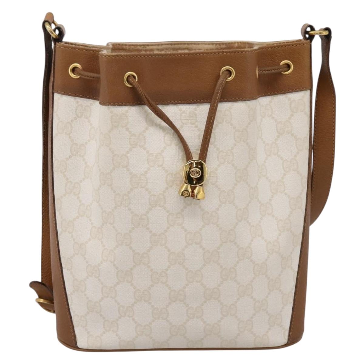 GUCCI GG Supreme Shoulder Bag PVC White Gold 41 02 034 Auth ep16476