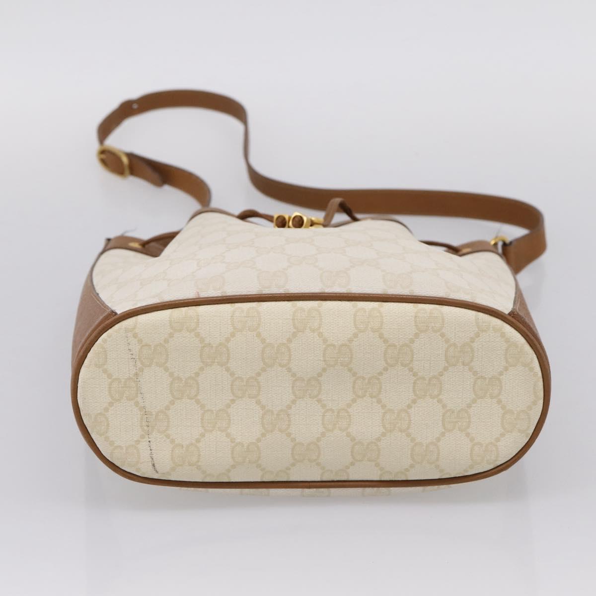 GUCCI GG Supreme Shoulder Bag PVC White Gold 41 02 034 Auth ep16476