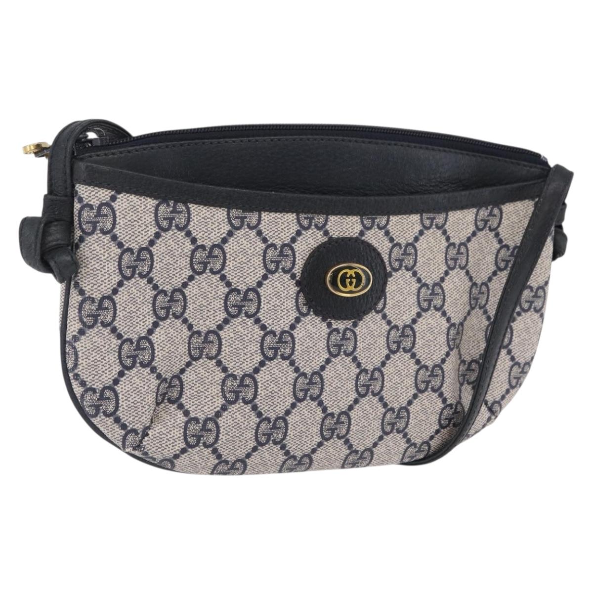 GUCCI GG Supreme Shoulder Bag PVC Navy Gold 378 02 020 Auth ep16478