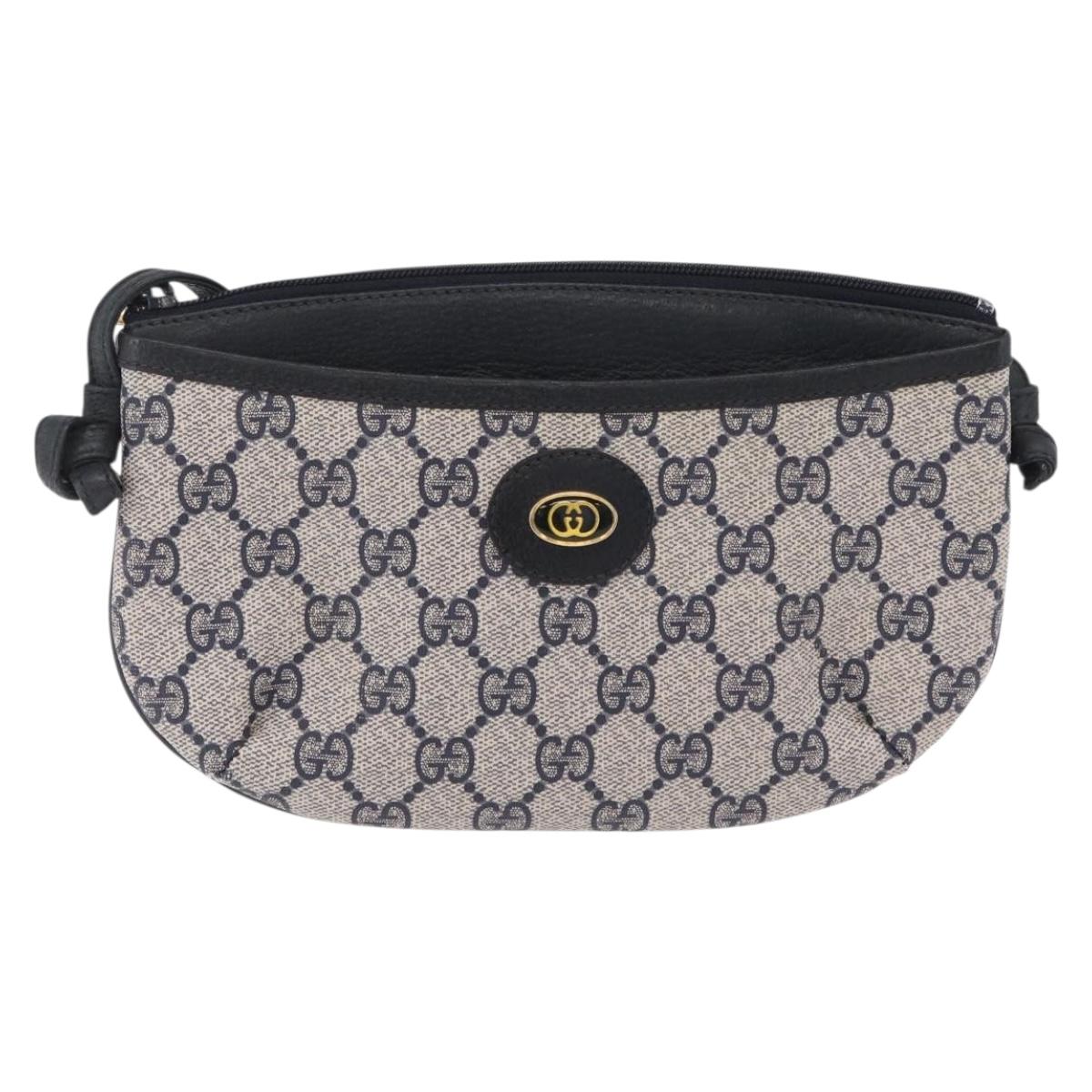 GUCCI GG Supreme Shoulder Bag PVC Navy Gold 378 02 020 Auth ep16478