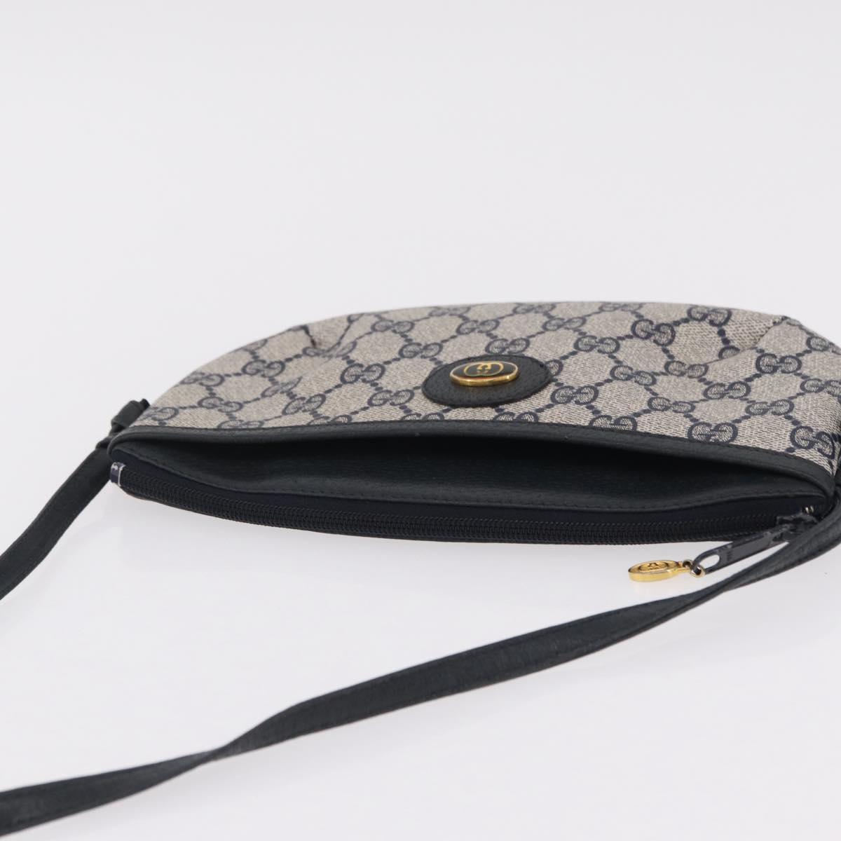 GUCCI GG Supreme Shoulder Bag PVC Navy Gold 378 02 020 Auth ep16478