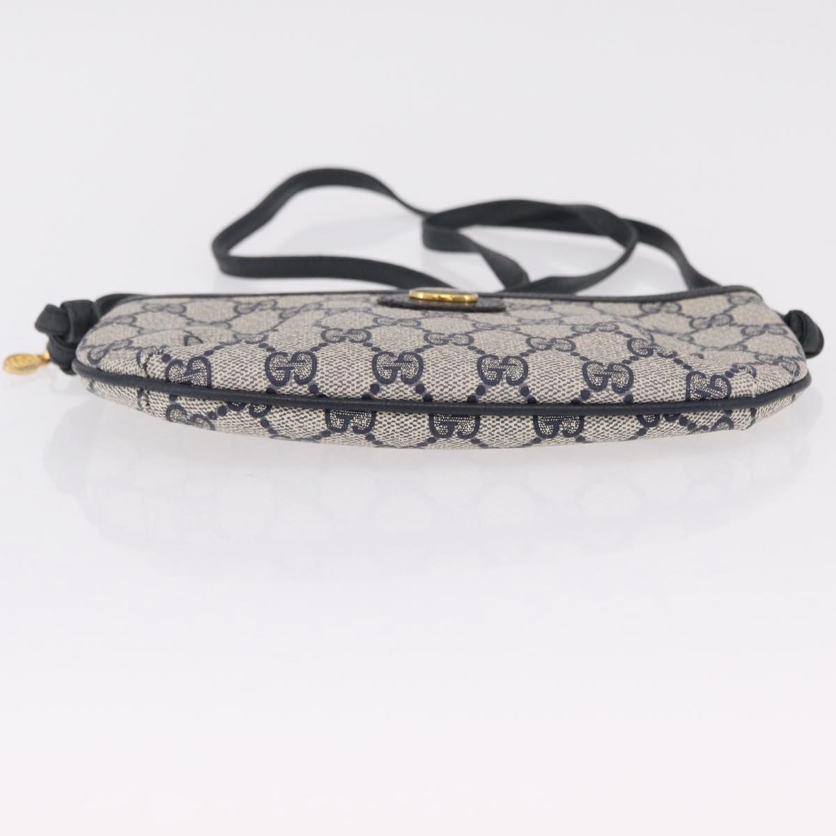GUCCI GG Supreme Shoulder Bag PVC Navy Gold 378 02 020 Auth ep16478