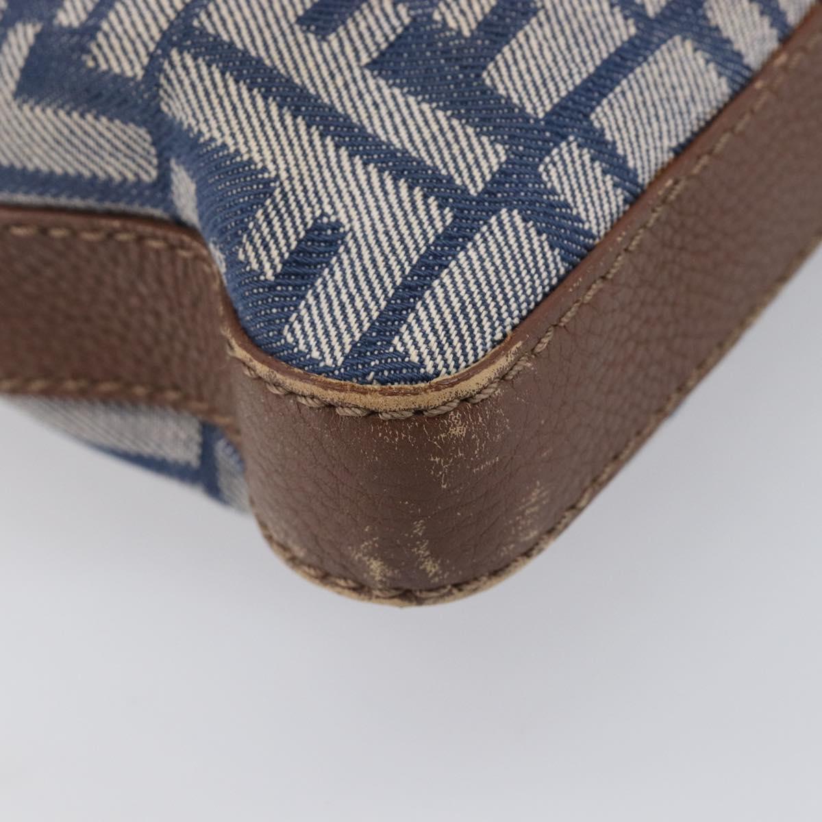 FENDI Zucca Canvas Celeria Shoulder Bag Blue Silver Auth ep16488