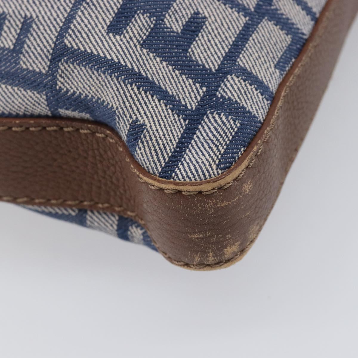 FENDI Zucca Canvas Celeria Shoulder Bag Blue Silver Auth ep16488