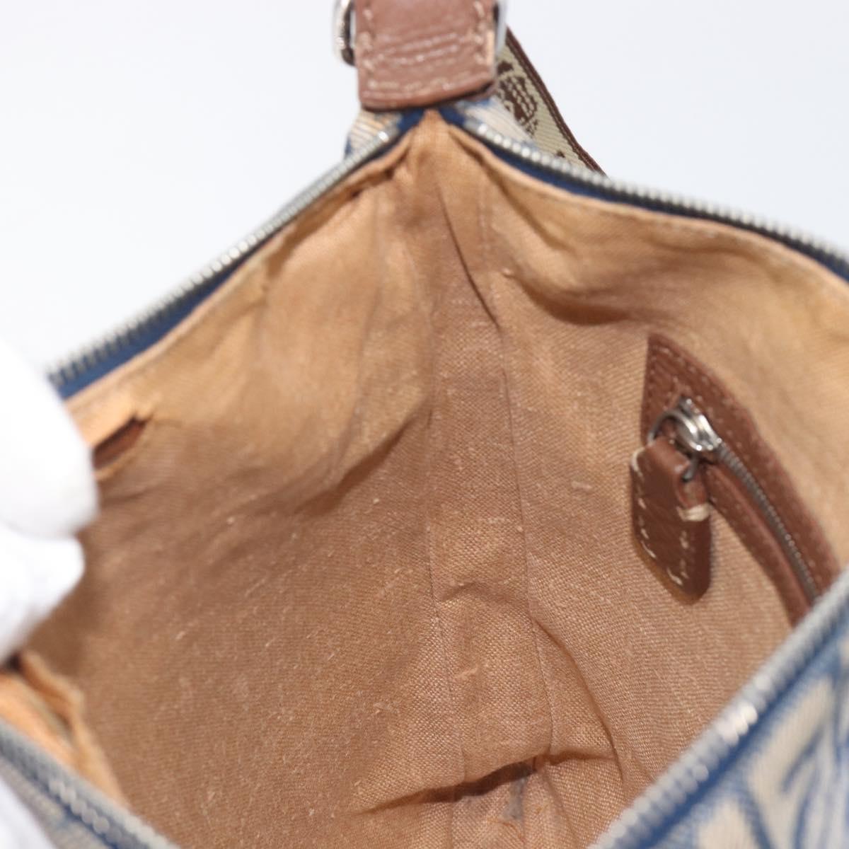 FENDI Zucca Canvas Celeria Shoulder Bag Blue Silver Auth ep16488