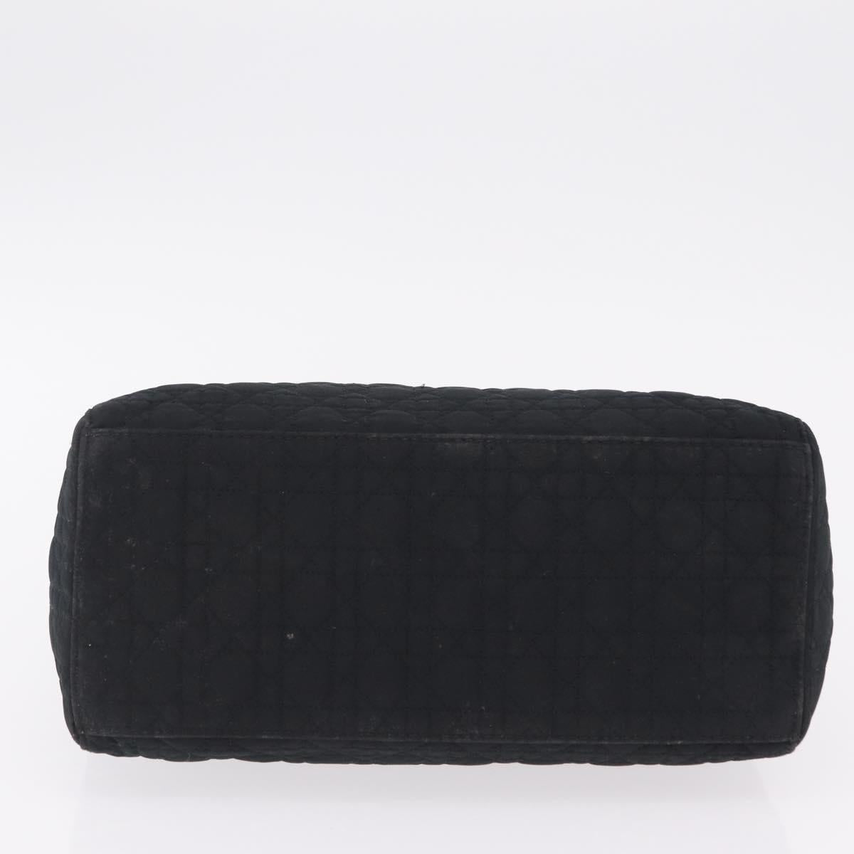 Christian Dior Lady Dior Canage Hand Bag Canvas Black Gold Auth ep16494