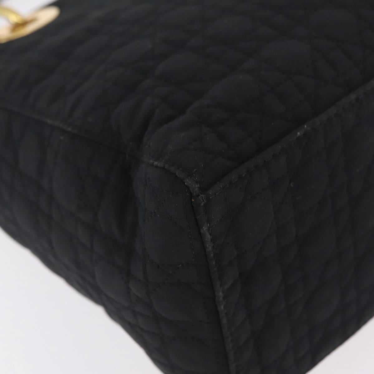 Christian Dior Lady Dior Canage Hand Bag Canvas Black Gold Auth ep16494