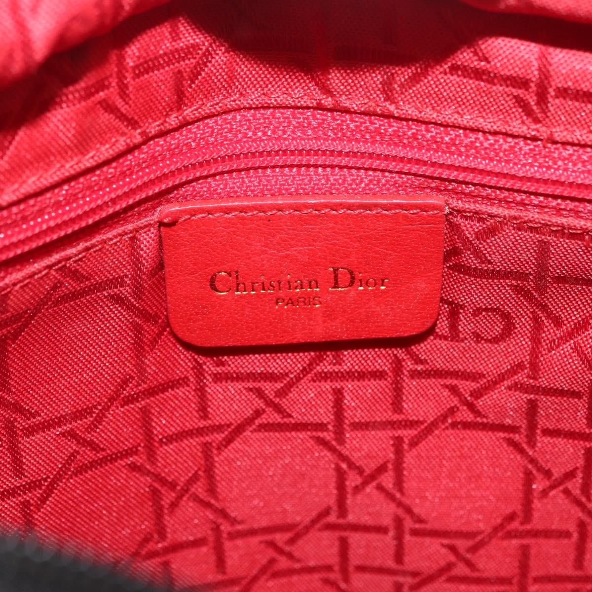 Christian Dior Lady Dior Canage Hand Bag Canvas Black Gold Auth ep16494