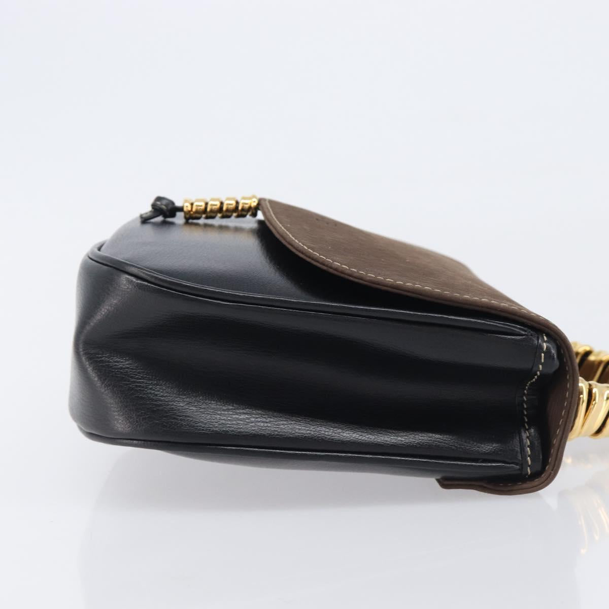 LOEWE Velazquez Hand Bag Leather Black Gold Auth ep16495A