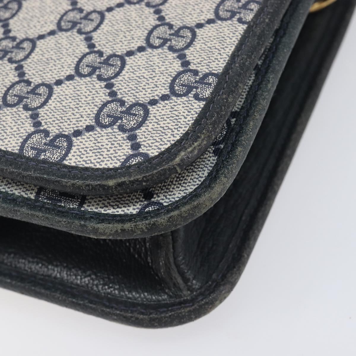 GUCCI GG Supreme Shoulder Bag PVC Navy Gold Auth ep16502