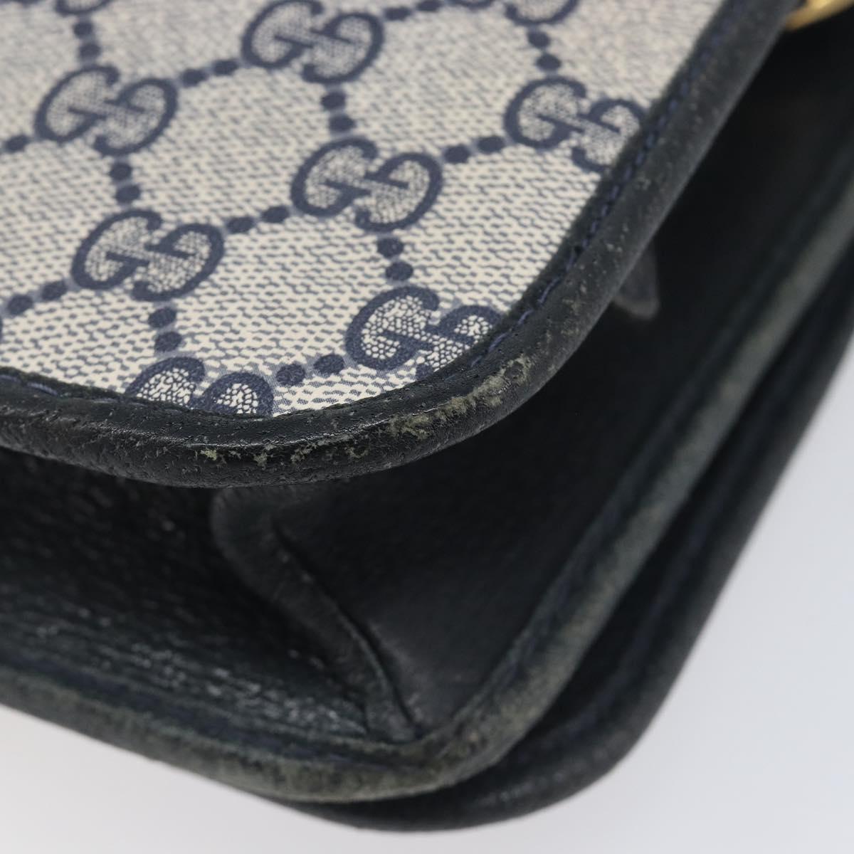 GUCCI GG Supreme Shoulder Bag PVC Navy Gold Auth ep16502
