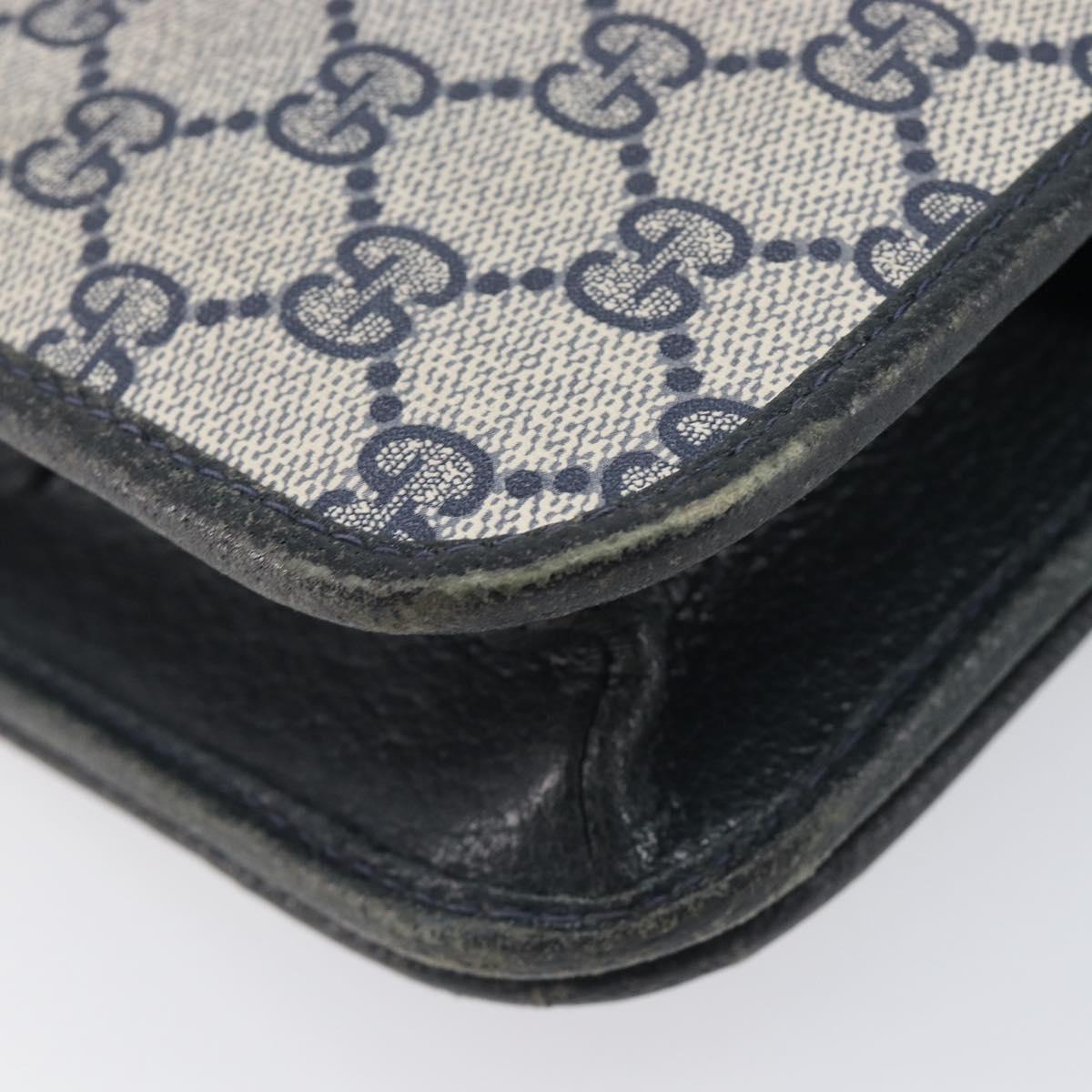 GUCCI GG Supreme Shoulder Bag PVC Navy Gold Auth ep16502