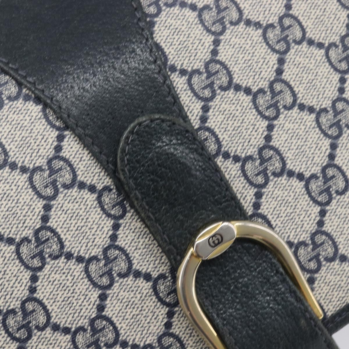 GUCCI GG Supreme Shoulder Bag PVC Navy Gold Auth ep16502