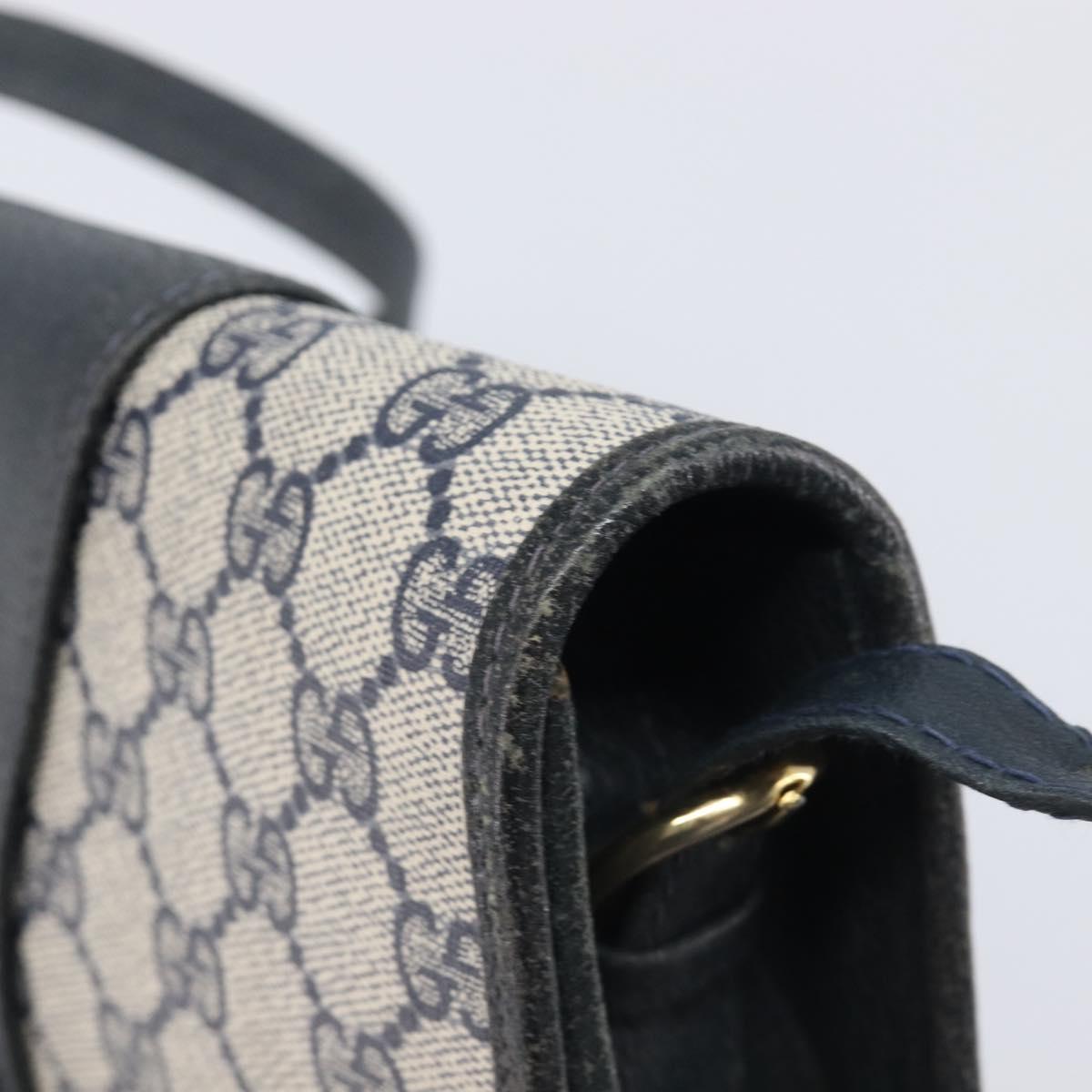 GUCCI GG Supreme Shoulder Bag PVC Navy Gold Auth ep16502
