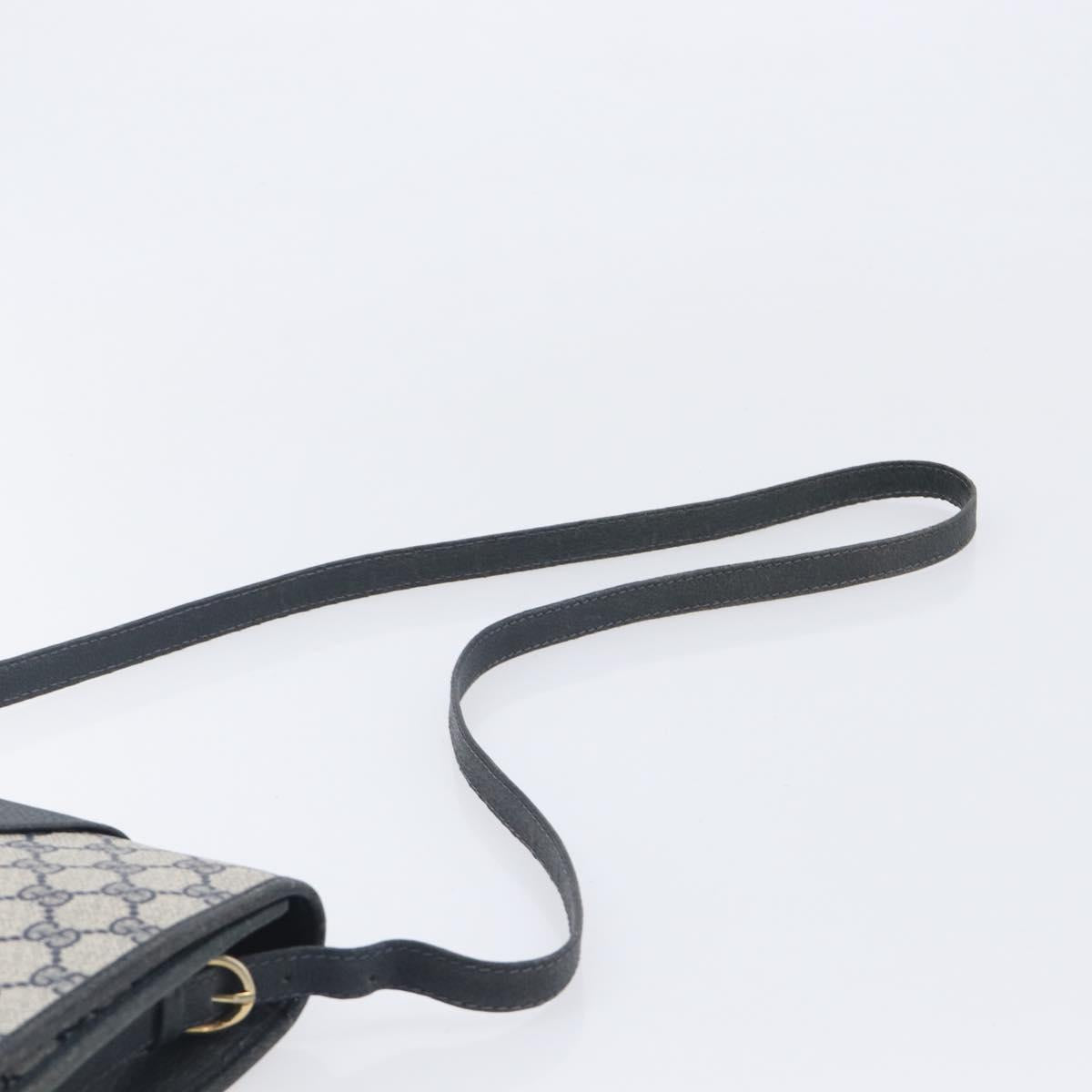 GUCCI GG Supreme Shoulder Bag PVC Navy Gold Auth ep16502