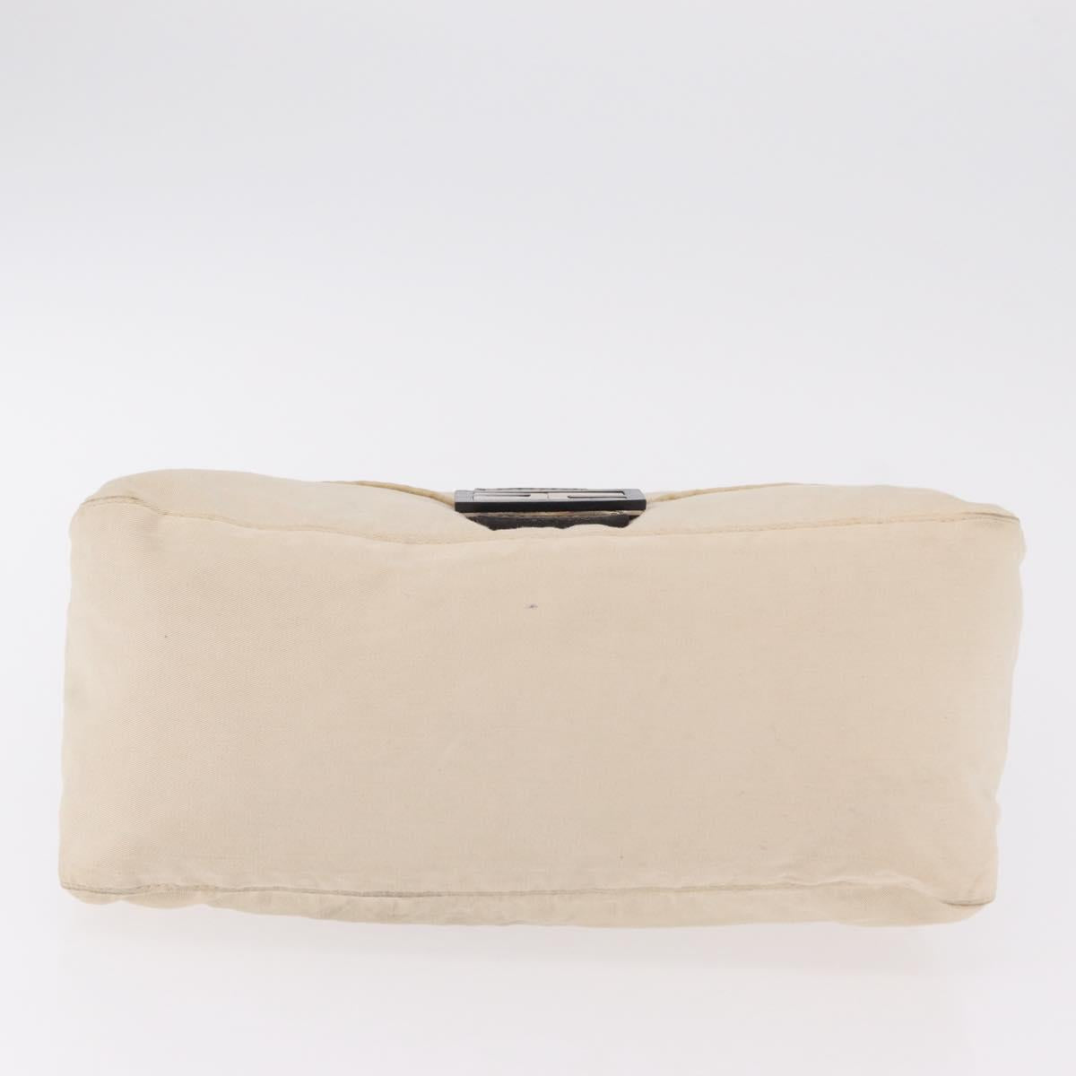 FENDI Mamma Baguette Shoulder Bag Canvas White Silver 26325 Auth ep16506A