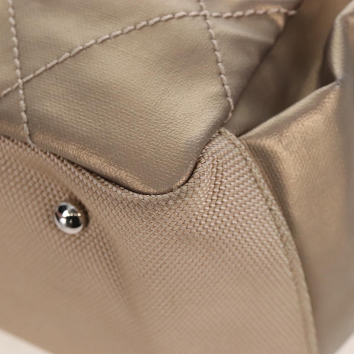 CHANEL Paris Biarritz Tote Bag Coated Canvas Gold Silver CC Auth ep16512V