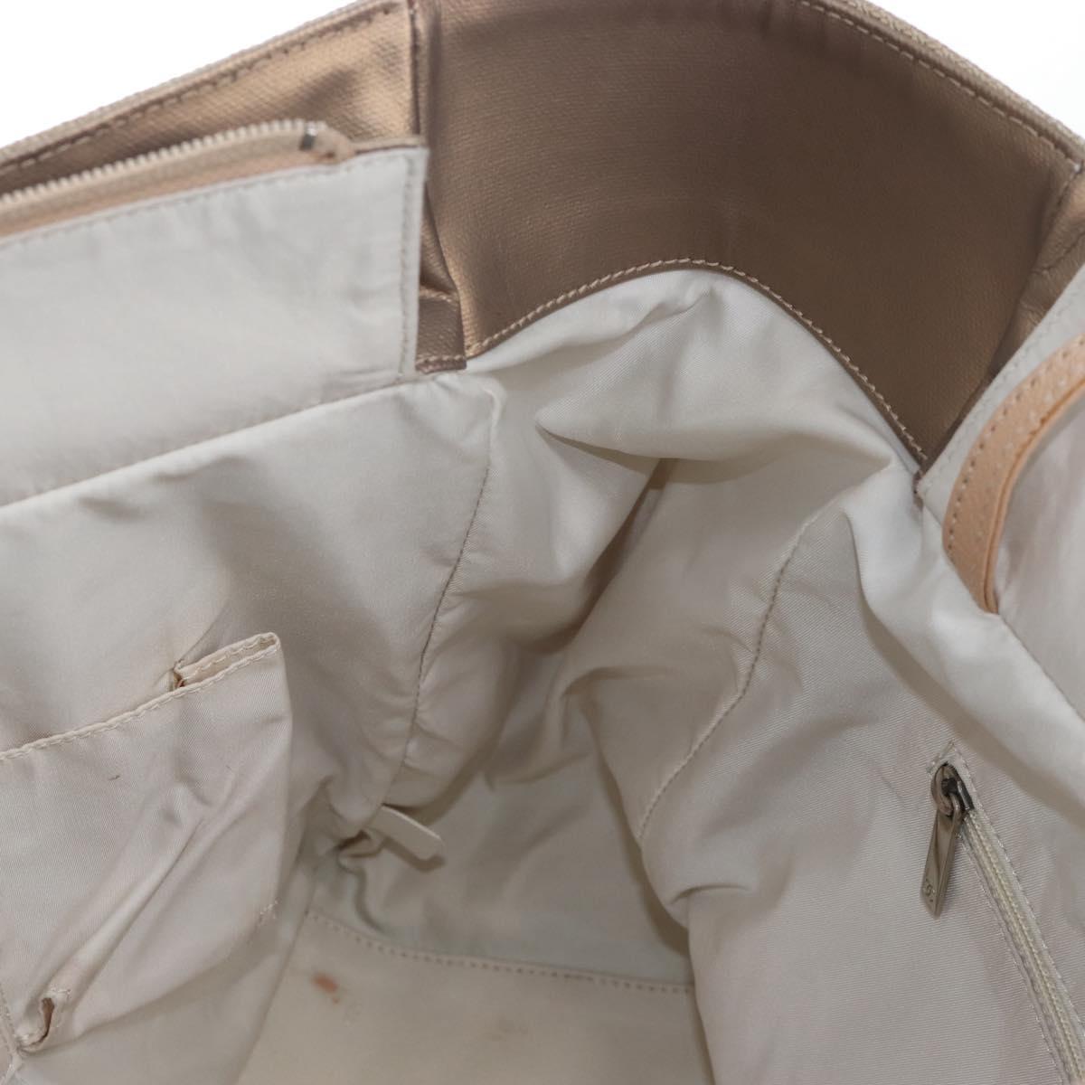 CHANEL Paris Biarritz Tote Bag Coated Canvas Gold Silver CC Auth ep16512V