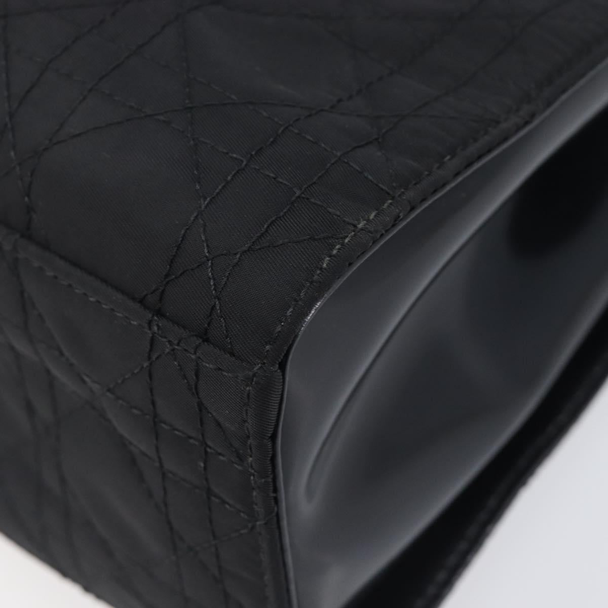 Christian Dior Canage Hand Bag Nylon Black Gold Auth ep16513A