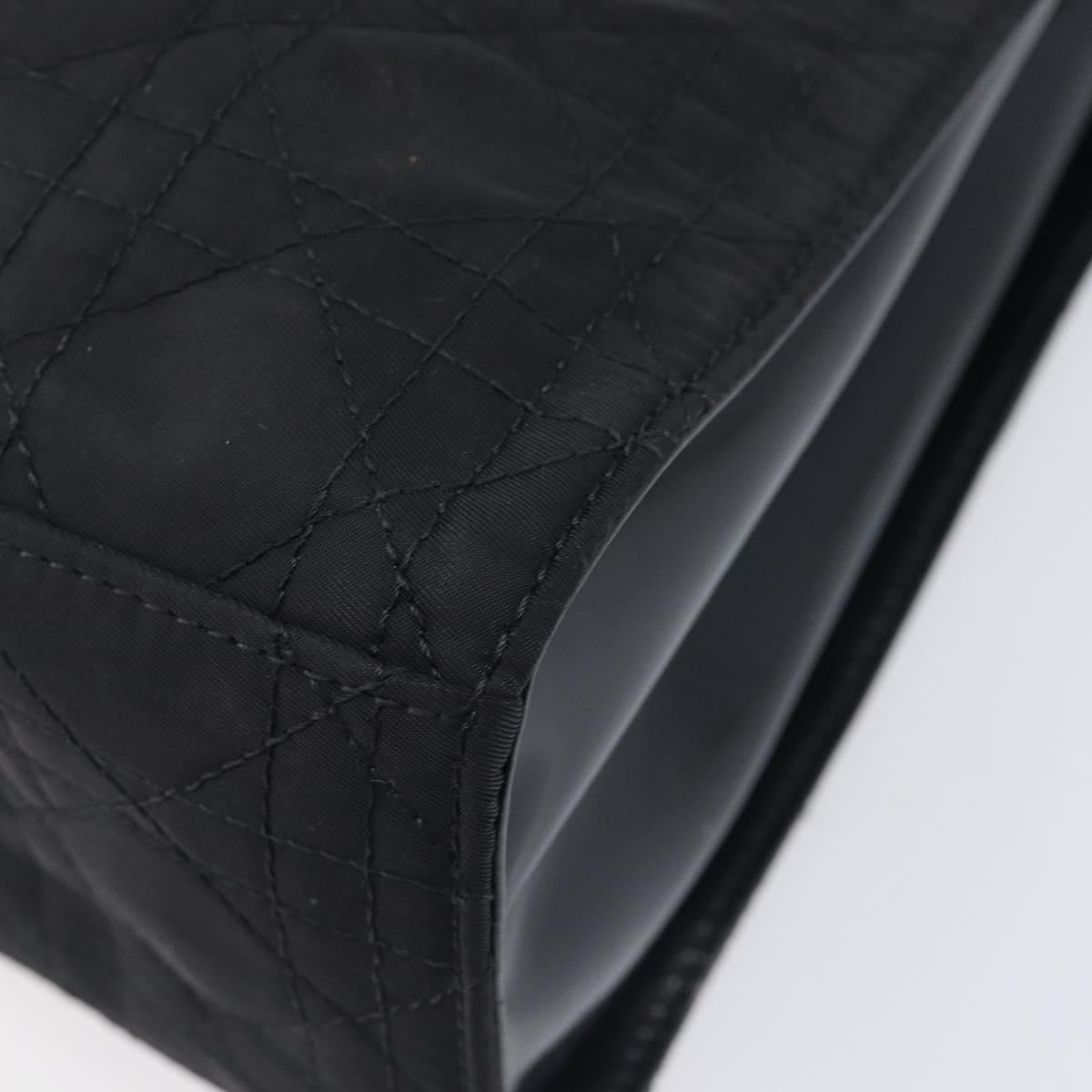 Christian Dior Canage Hand Bag Nylon Black Gold Auth ep16513A