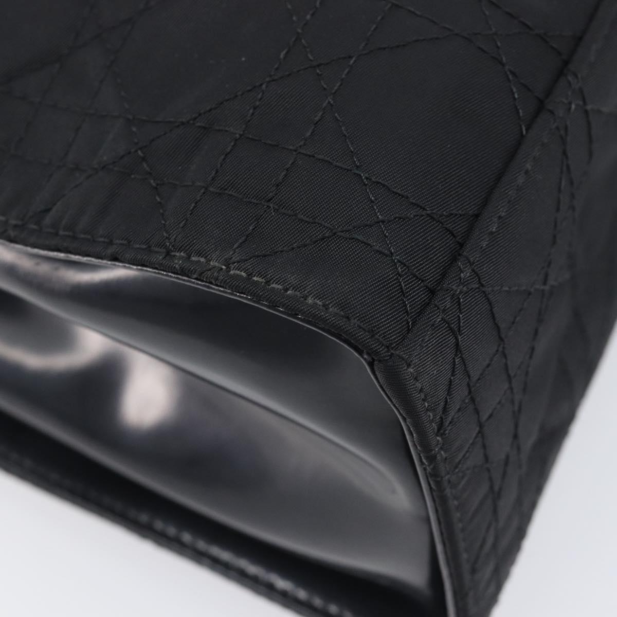 Christian Dior Canage Hand Bag Nylon Black Gold Auth ep16513A