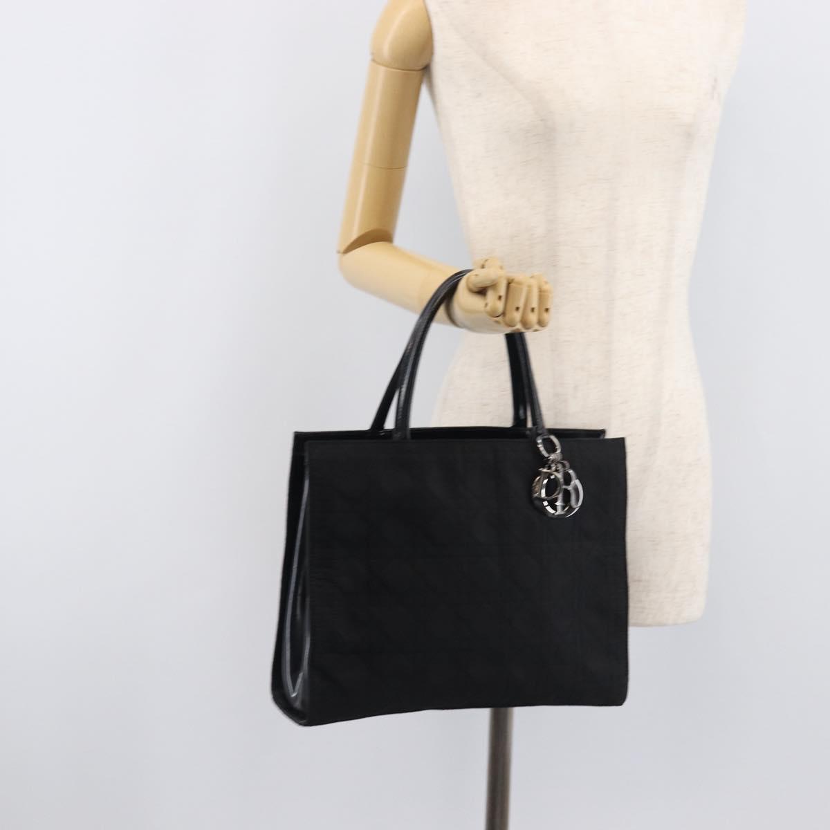 Christian Dior Canage Hand Bag Nylon Black Gold Auth ep16513A