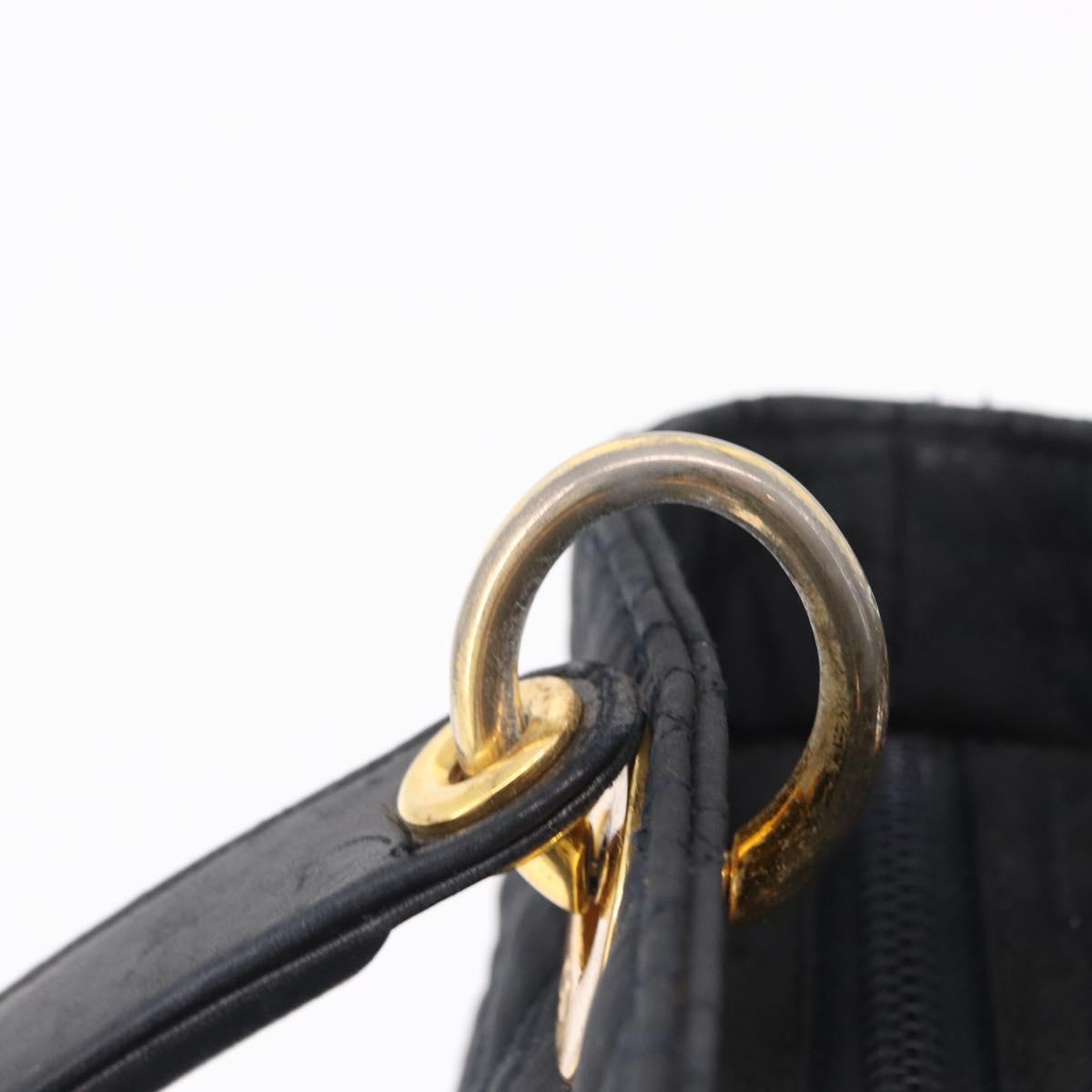 Christian Dior Lady Dior Canage Hand Bag Canvas Black Gold Auth ep16514