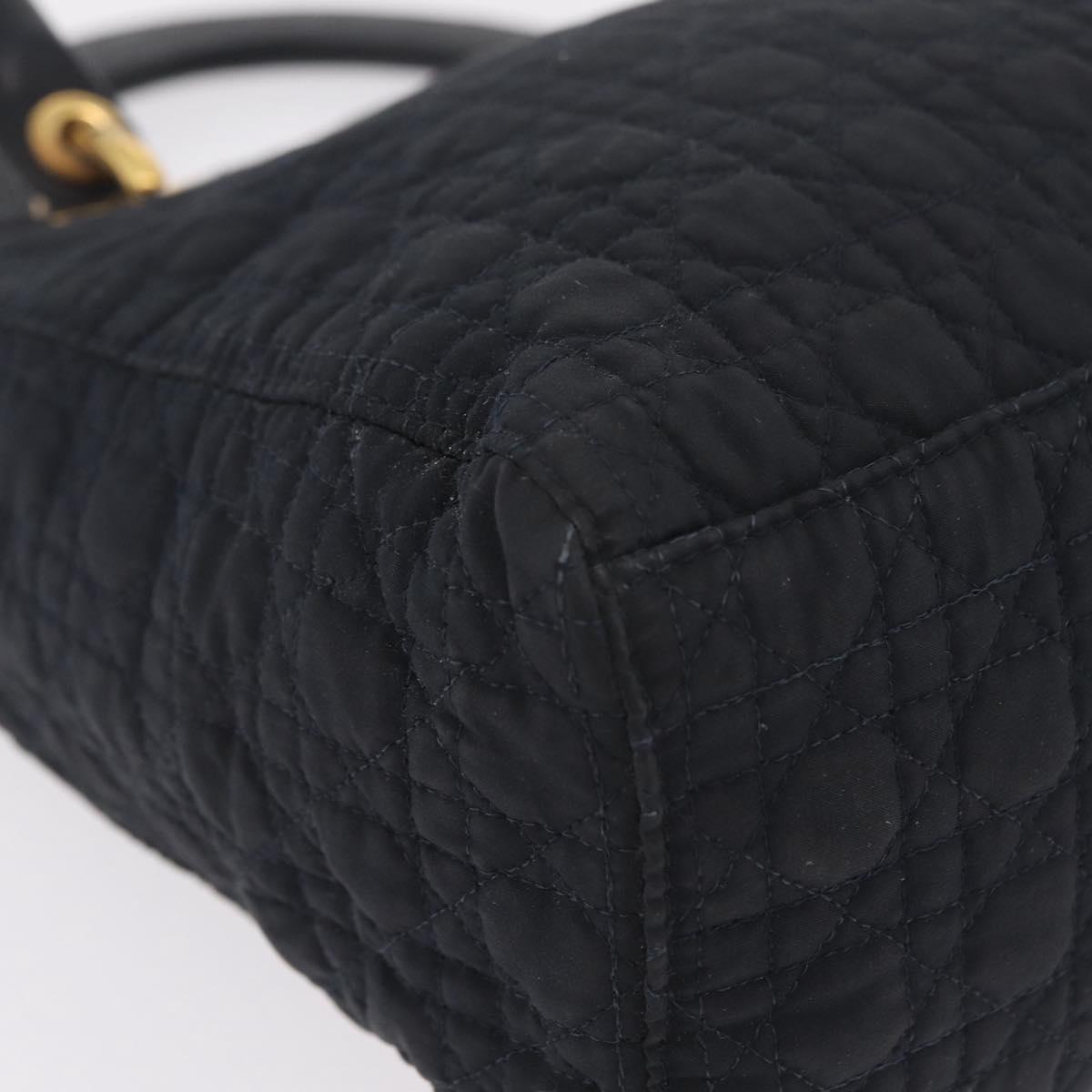 Christian Dior Lady Dior Canage Hand Bag Canvas Black Gold Auth ep16514