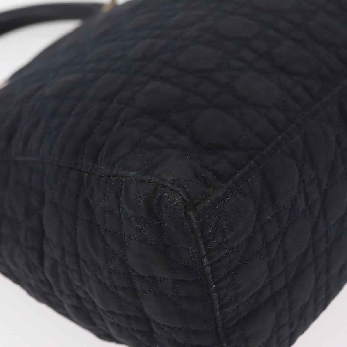 Christian Dior Lady Dior Canage Hand Bag Canvas Black Gold Auth ep16514