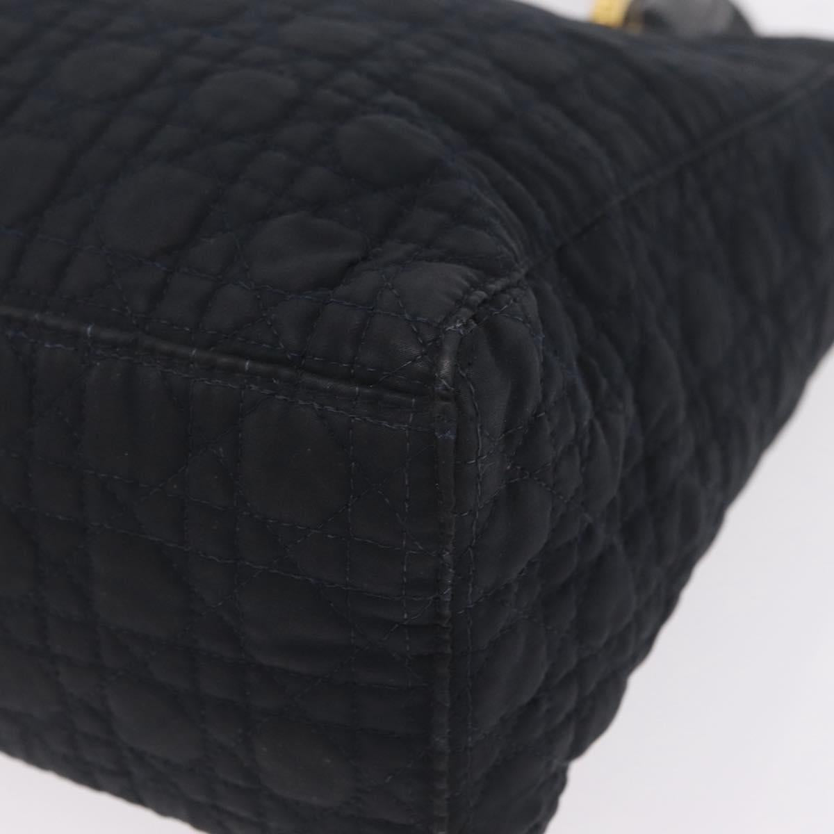 Christian Dior Lady Dior Canage Hand Bag Canvas Black Gold Auth ep16514