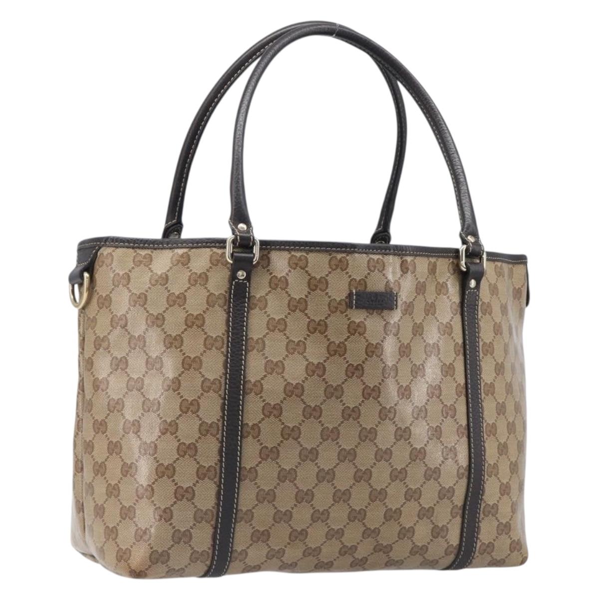 GUCCI GG Crystal Tote Bag Outlet Beige Gold 265695 Auth ep16526A