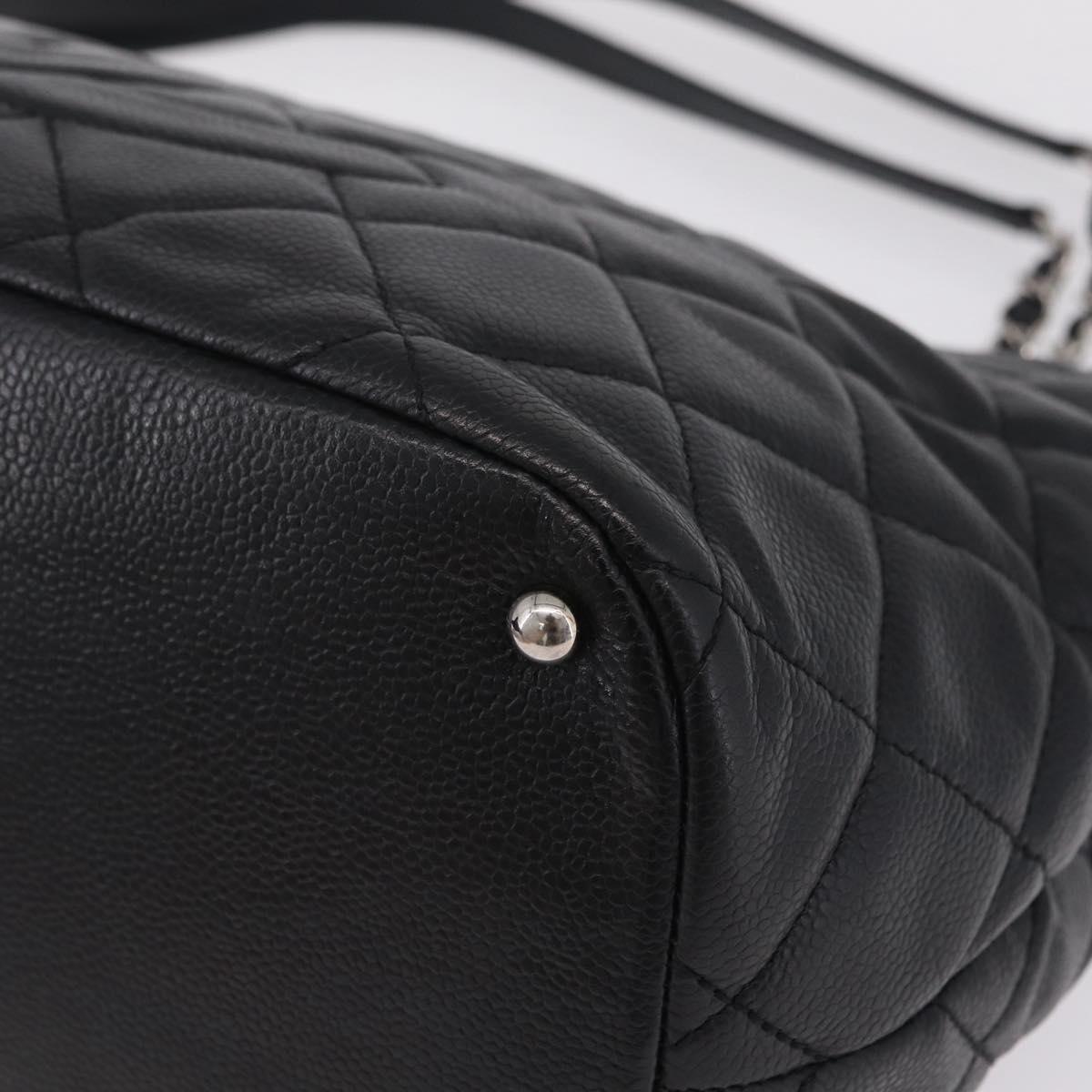 CHANEL GST Matelasse Chain Tote Bag Caviar Skin Black Silver CC Auth ep16554SAM