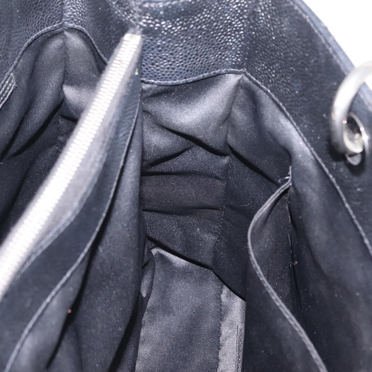CHANEL GST Matelasse Chain Tote Bag Caviar Skin Black Silver CC Auth ep16555SAM