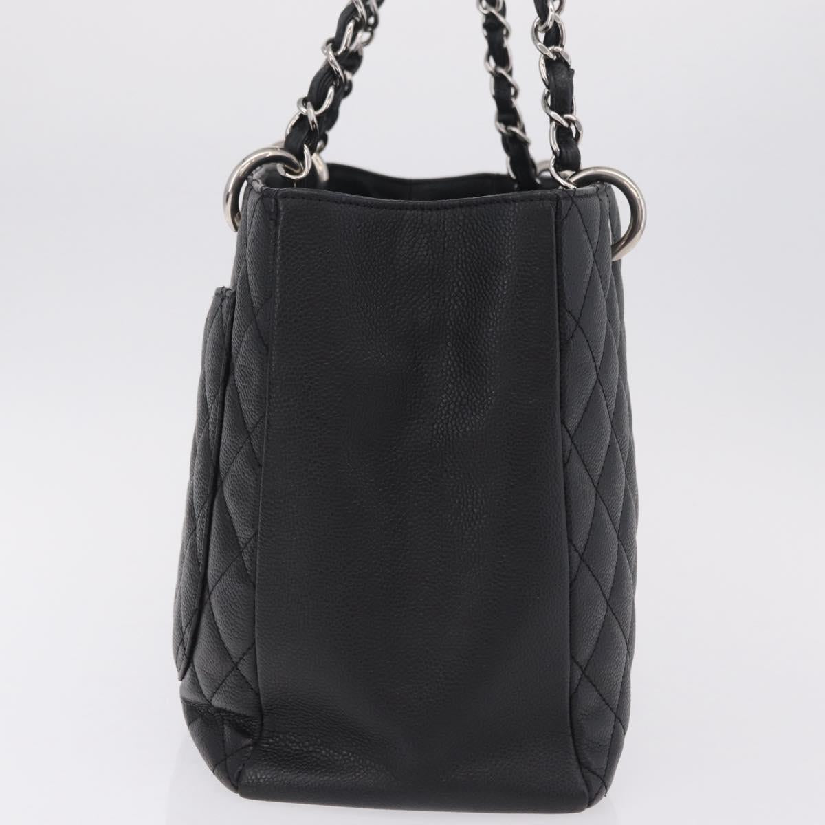 CHANEL GST Matelasse Chain Tote Bag Caviar Skin Black Silver CC Auth ep16555SAM