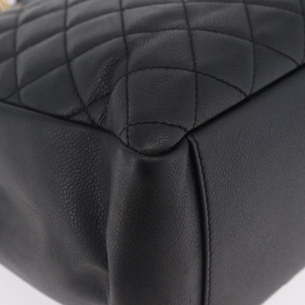 CHANEL GST Matelasse Chain Tote Bag Caviar Skin Black Gold Tone CC Auth ep16556M
