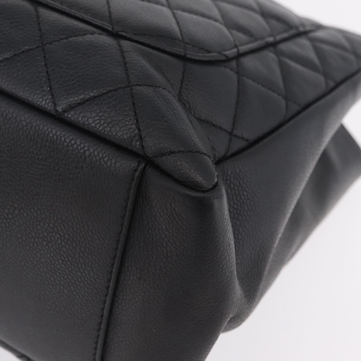 CHANEL GST Matelasse Chain Tote Bag Caviar Skin Black Gold Tone CC Auth ep16556M