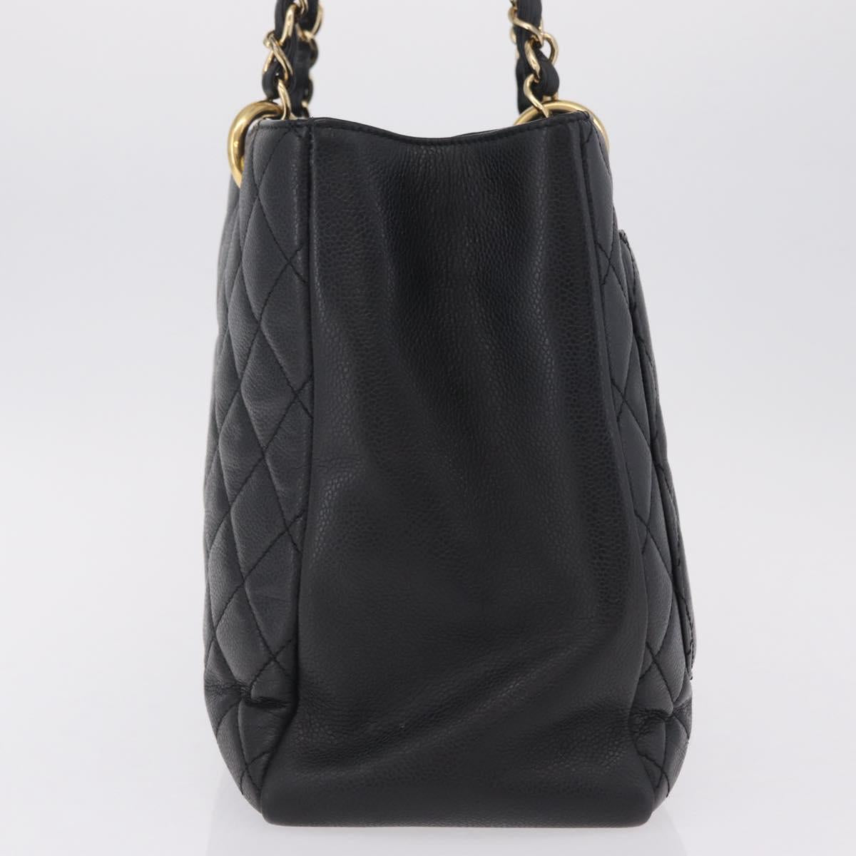 CHANEL GST Matelasse Chain Tote Bag Caviar Skin Black Gold Tone CC Auth ep16556M