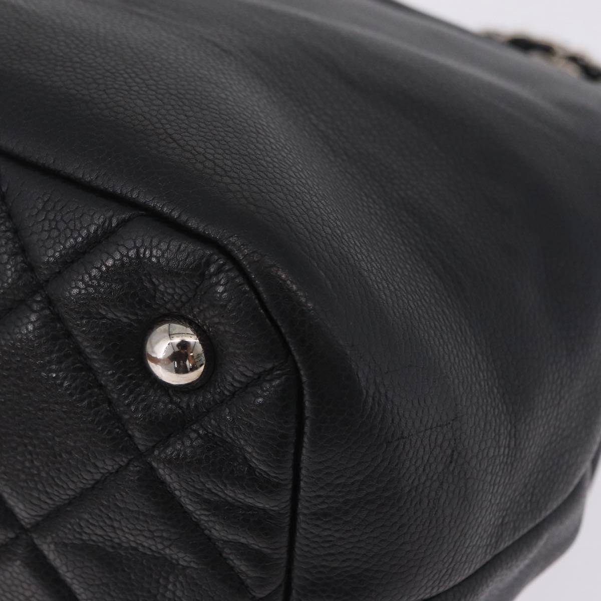 CHANEL Matelasse Chain Tote Bag Caviar Skin Black Silver CC Auth ep16557SAM