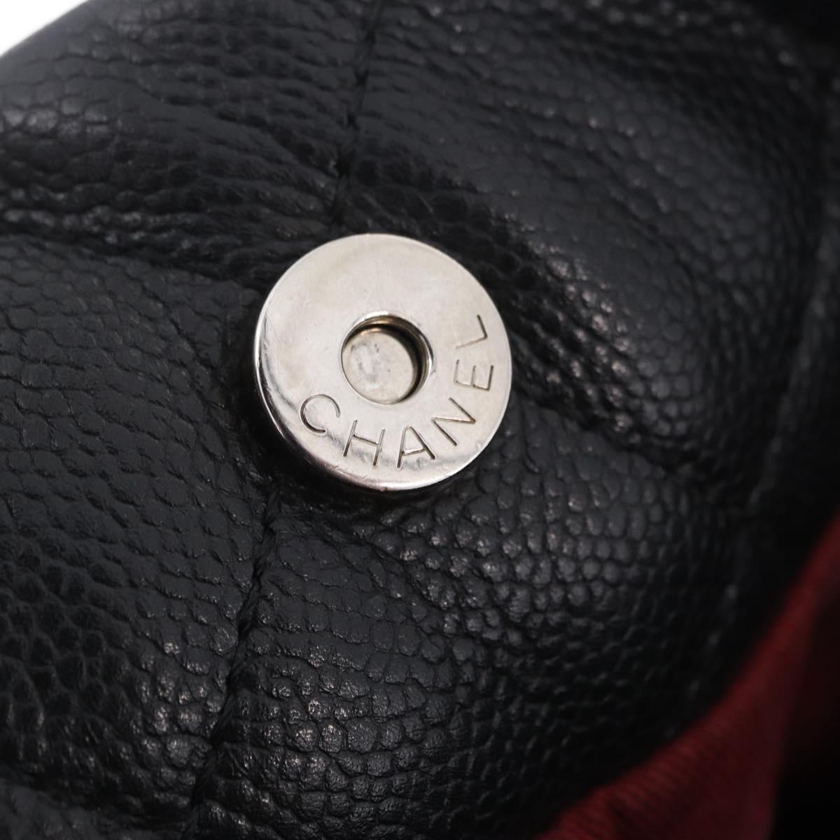 CHANEL Matelasse Chain Tote Bag Caviar Skin Black Silver CC Auth ep16557SAM