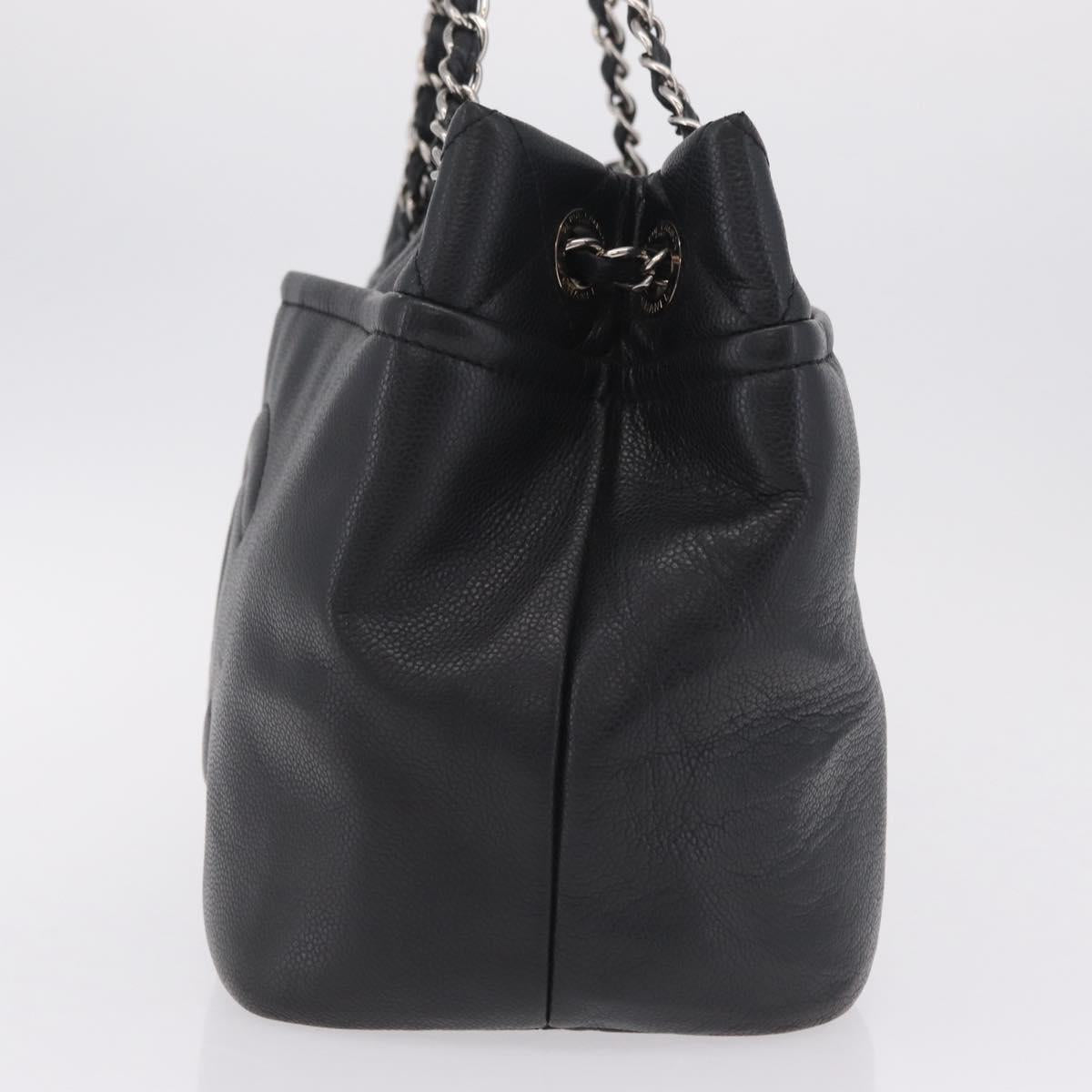 CHANEL Matelasse Chain Tote Bag Caviar Skin Black Silver CC Auth ep16557SAM