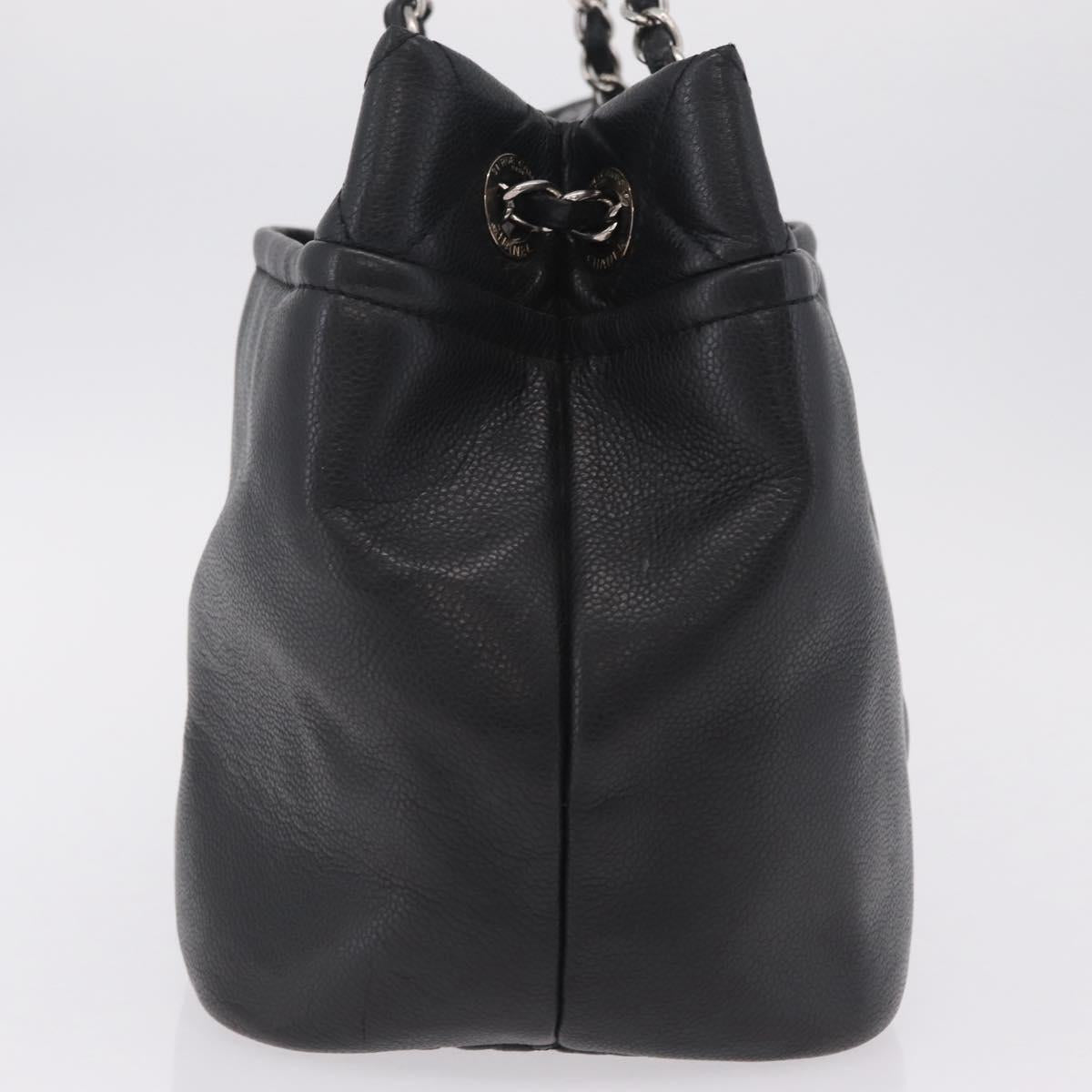 CHANEL Matelasse Chain Tote Bag Caviar Skin Black Silver CC Auth ep16557SAM